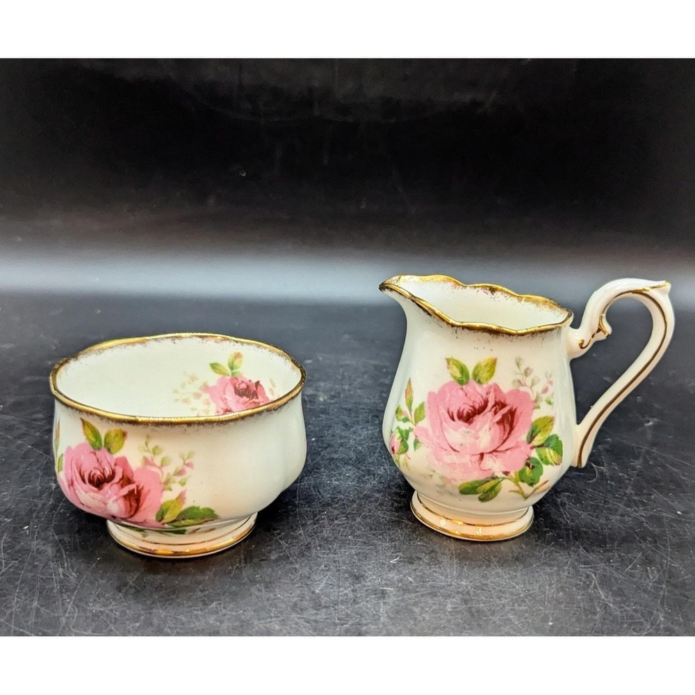 Vintage Royal Albert American Beauty Mini Creamer Open Sugar Bowl Floral Flower